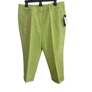 Larry Levine Green Slim Leg Stretch Cropped Pants Size 14